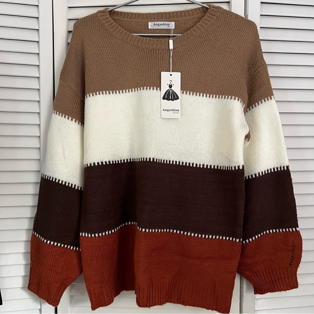 NWT Tan Colorblock Sweater